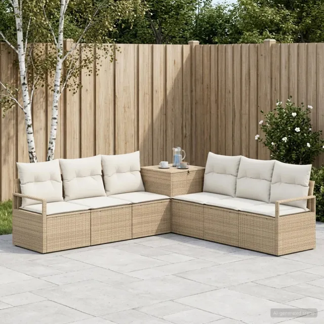vidaXL Bankstel 7 st Beige en Crème Wit 120 x 62 x 69 cm