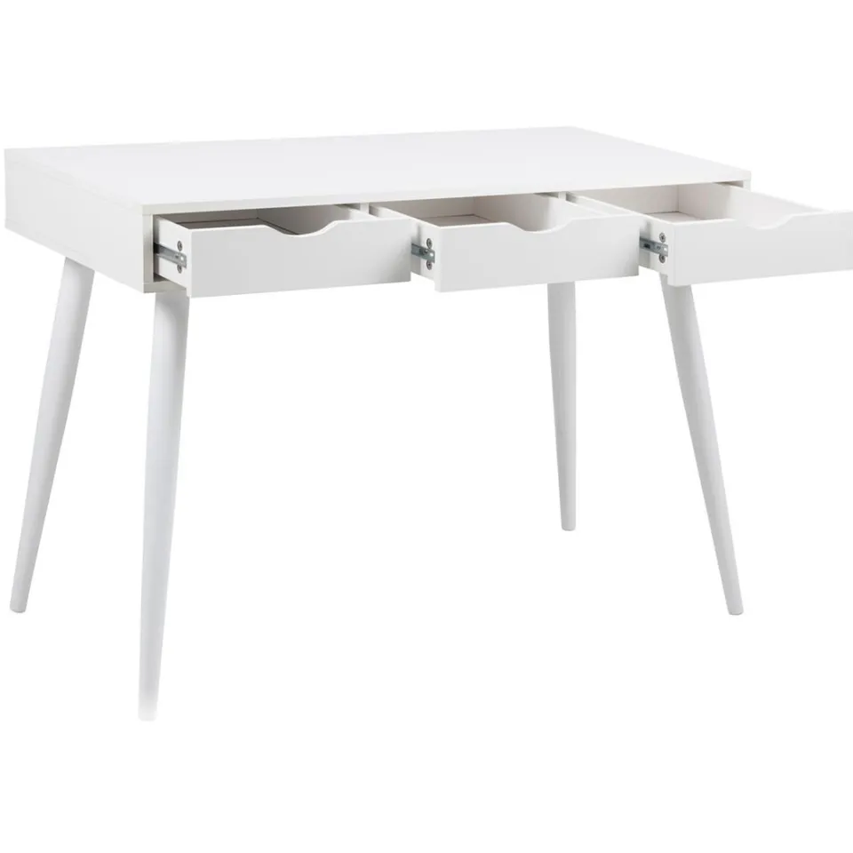 Lisomme Keet houten bureau wit - met 3 lades - 110 x 50 cm, foto 5