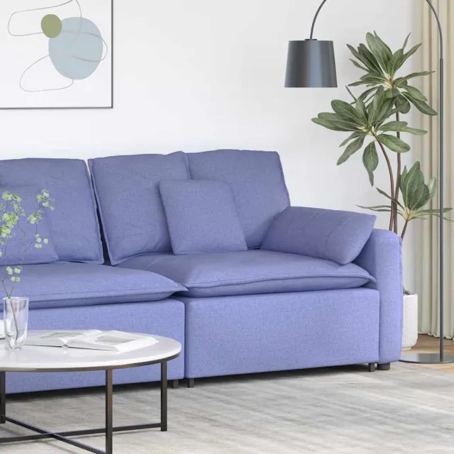 vidaXL Modulaire bank Armleuning eindmodule met kussens 100 cm Blauw