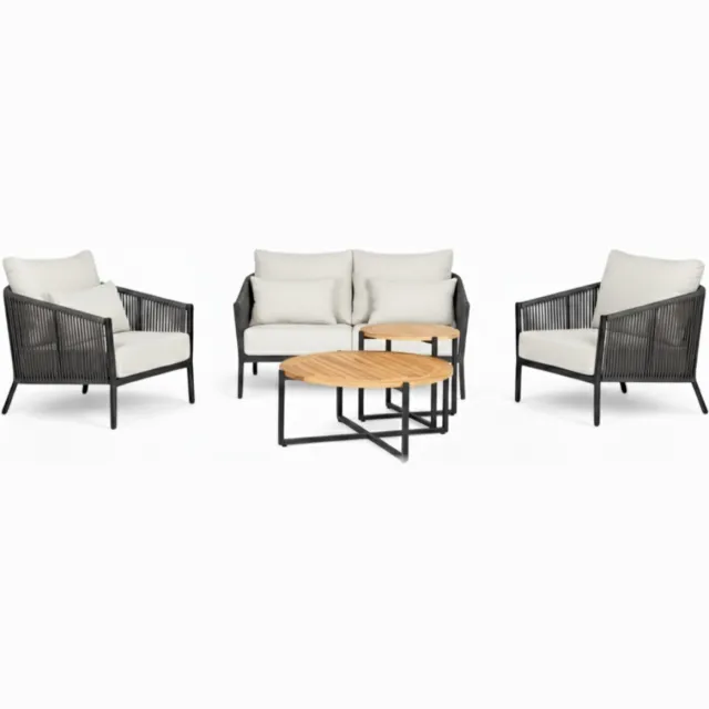 Belito Ouddorp Aluminium Stoel-Bank Loungeset - Rope - All-Weather - Nr.5 Antraciet