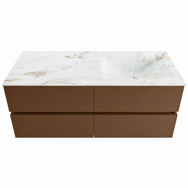 Mondiaz VICA-DLUX 120cm badmeubel onderkast Rust 4 lades. Inbouw wastafel CLOUD rechts zonder kraangat, kleur Frappe.