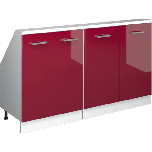 Vicco R-Line Keukenkast voor schuine wand – 140 cm Set van 2 Rood hoogglans/wit Rode hoogglans/Wit