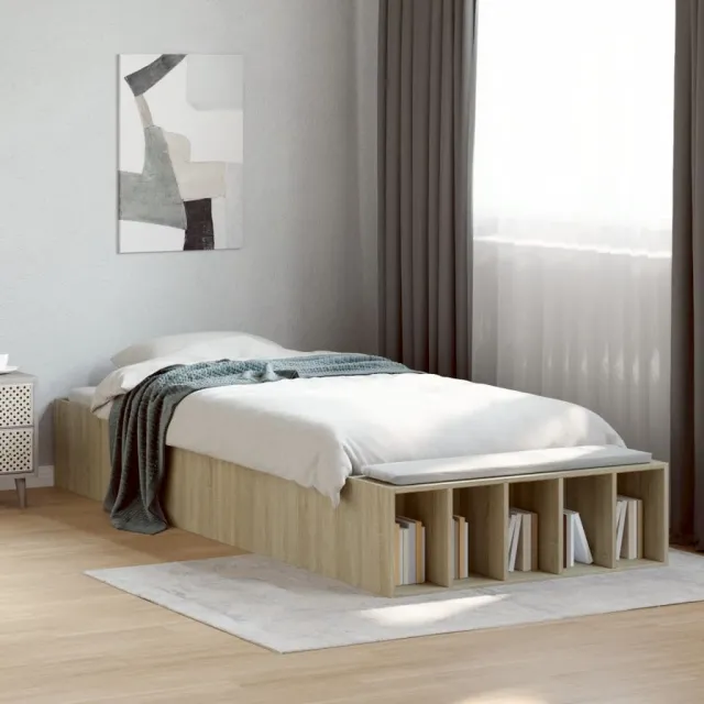 vidaXL Bedframe bewerkt hout sonoma eikenkleurig 100x200 cm