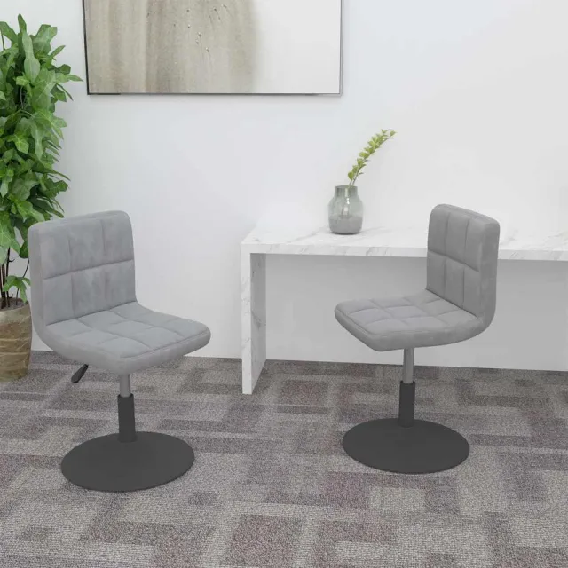 vidaXL Eetkamerstoelen draaibaar 2 st fluweel lichtgrijs grijs, foto 2