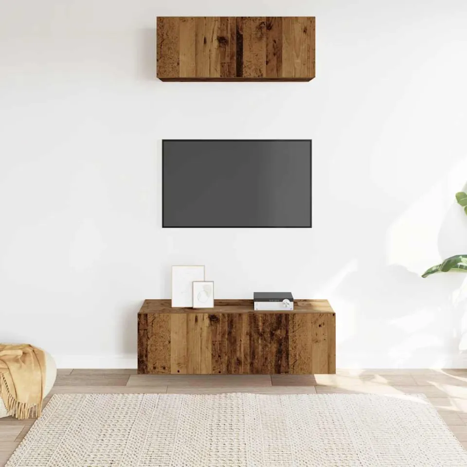 vidaXL 2-delig Tv-meubelset wandmontage bewerkt hout oud houtkleurig bruin, foto 2