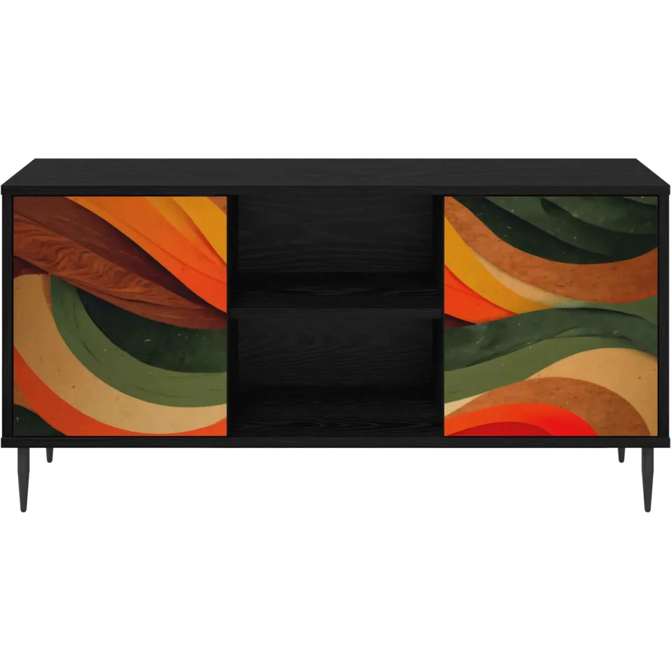 vidaXL Tv-meubel BONN 102 x 33 x 51 cm Zwart eiken Bewerkt hout, foto 4