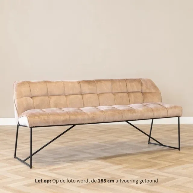 Bronx71 Velvet eetkamerbank Janna taupe 220 cm - eettafelbank - eetbank