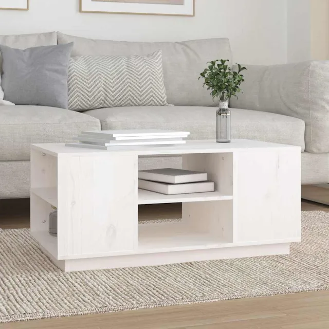 vidaXL Salontafel 90x49x40,5 cm massief grenenhout wit, foto 2