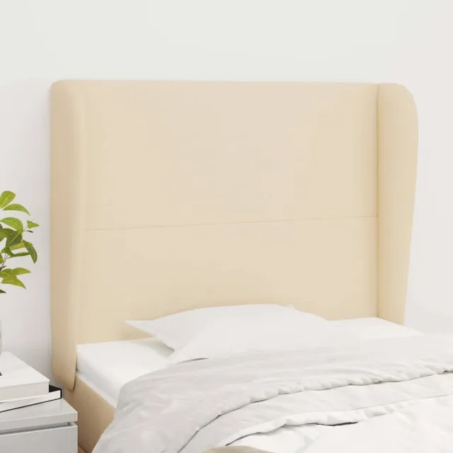 vidaXL Hoofdbord met randen 83x23x118/128 cm stof crèmekleurig