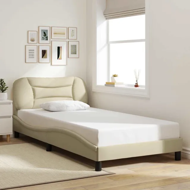 vidaXL Bedframe zonder matras "Hvar" 100x200 cm stof crèmekleurig