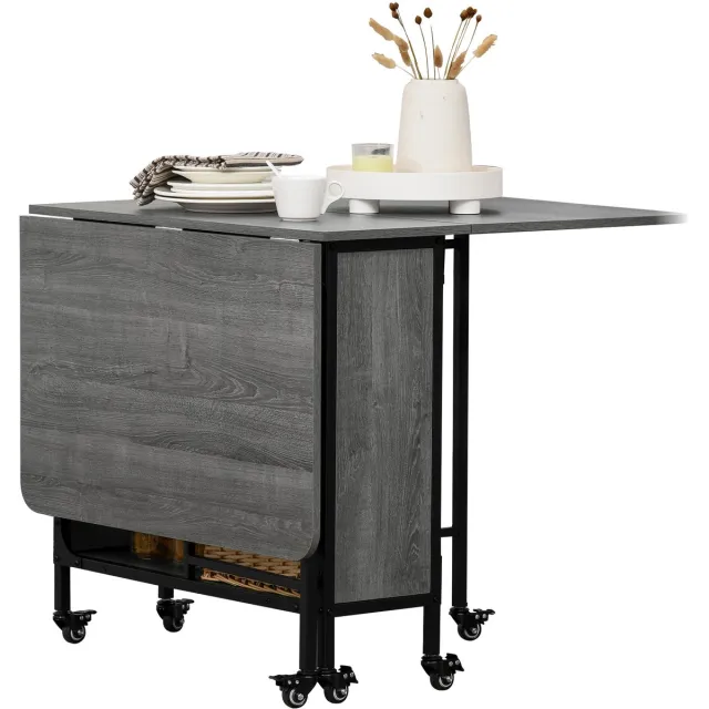 Homcom Opklapbare eettafel-spaanplaat-130x80x74cm-Grijs