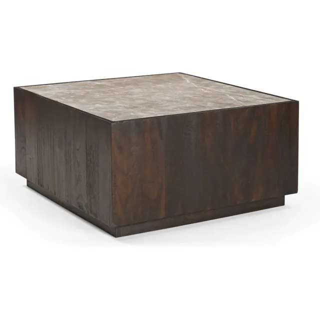 Starfurn Salontafel Moos - Vierkant Hout/Marmer - 80x80x40cm Bruin