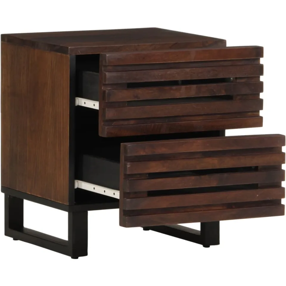 vidaXL Nachtkastjes 2 st 40x34x46 cm massief mangohout bruin, foto 4