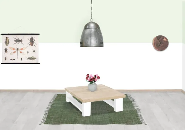 NordXL Steigerhouten salontafel Lincoln met witte H poten