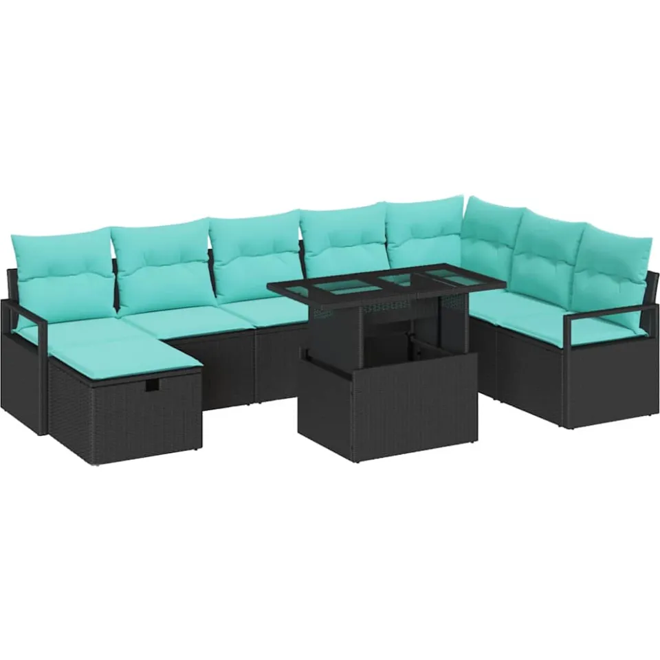 vidaXL Tuin Sofa Set 9 st poly rattan Bruin