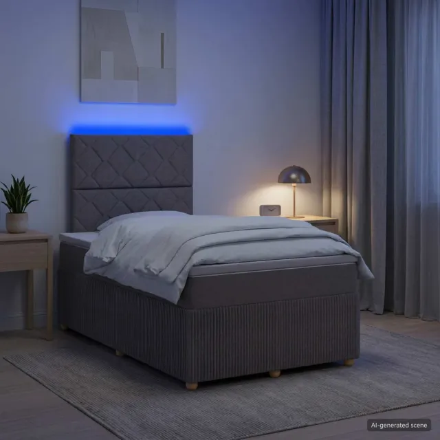 vidaXL LED Boxspring Bed met Matras Taupe 120 x 190 cm Stof