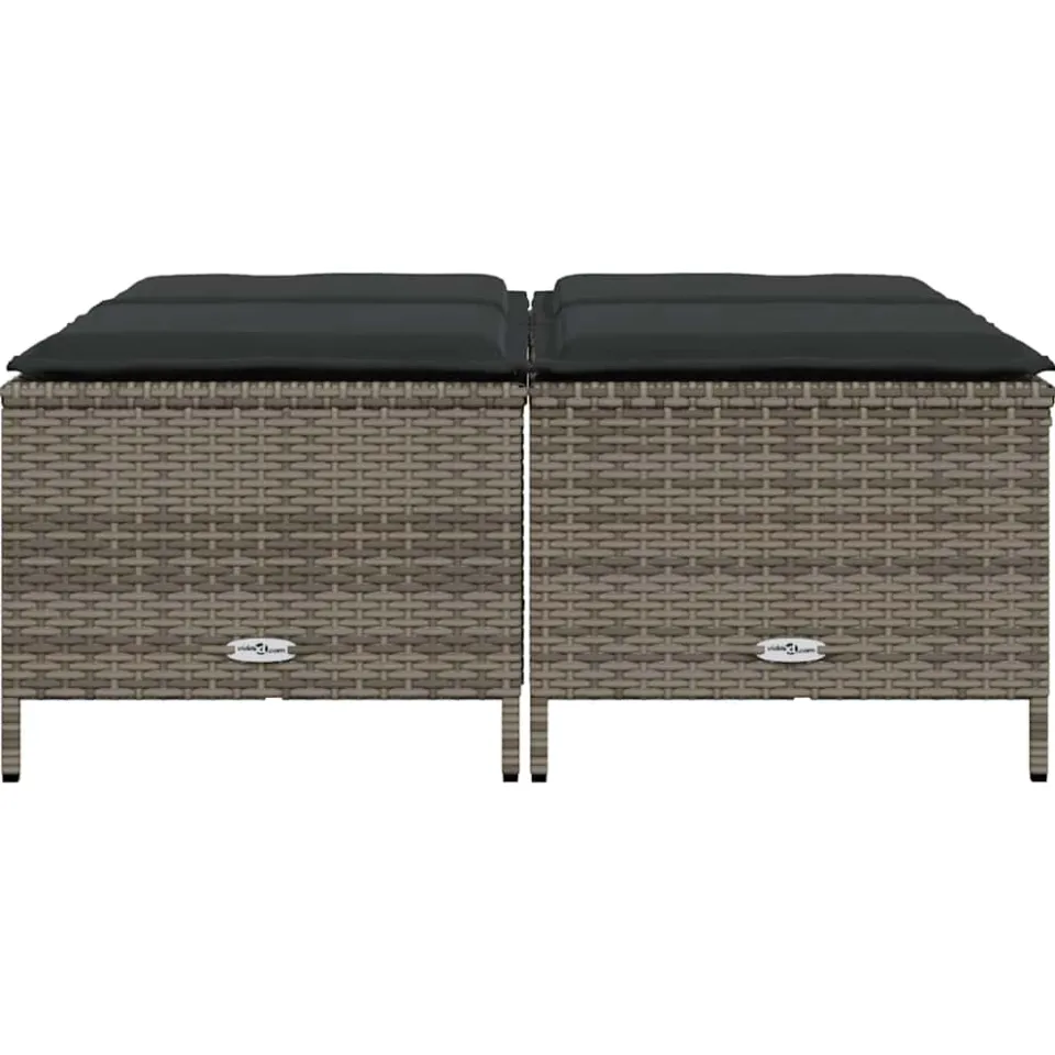 vidaXL Tuinkrukken met kussens 4 st poly rattan grijs