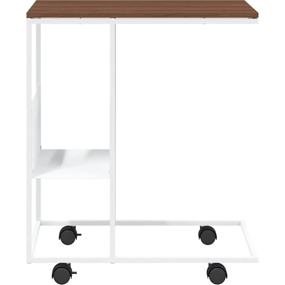 vidaXL Bijzettafel met wieltjes 55x36x63,5 cm bewerkt hout wit, foto 4