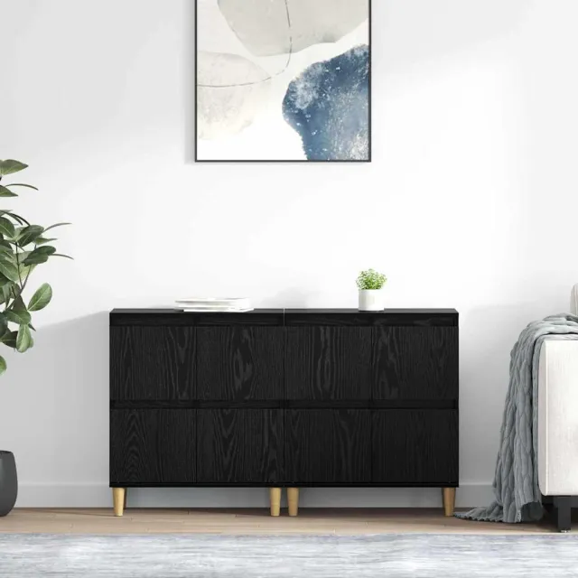 vidaXL Dressoirs 2 st Zwart Eiken 60 x 35 x 70 cm Bewerkt hout