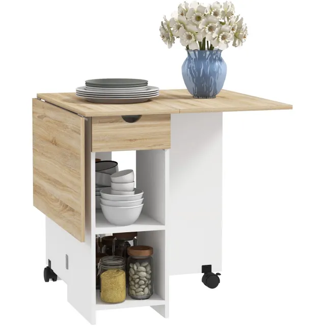 Homcom opklapbare eettafel - spaanplaat - 120x72x75cm - eikenhout