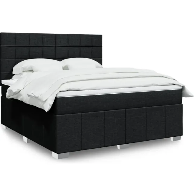 vidaXL Boxspring met matras stof zwart 180x200 cm