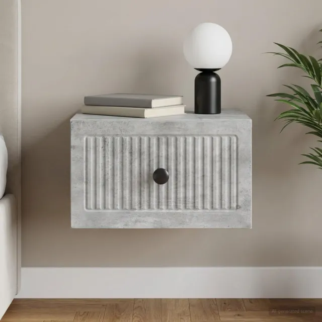 vidaXL Wandbeugel Bedkast Betongrijs 33 x 34,5 x 20 cm Bewerkt hout grijs, foto 2