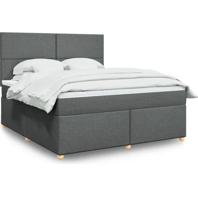 vidaXL Boxspring met matras stof donkergrijs 180x200 cm grijs