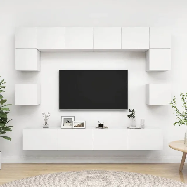vidaXL 8-delige Tv-meubelset bewerkt hout wit, foto 2