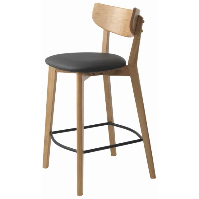 Nordic Home Oakley barkruk - naturel Naturel/zwart
