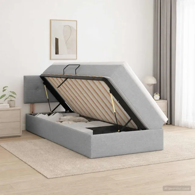 vidaXL Opbergbed met matras Lichtgrijs 90 x 200 cm fluweel