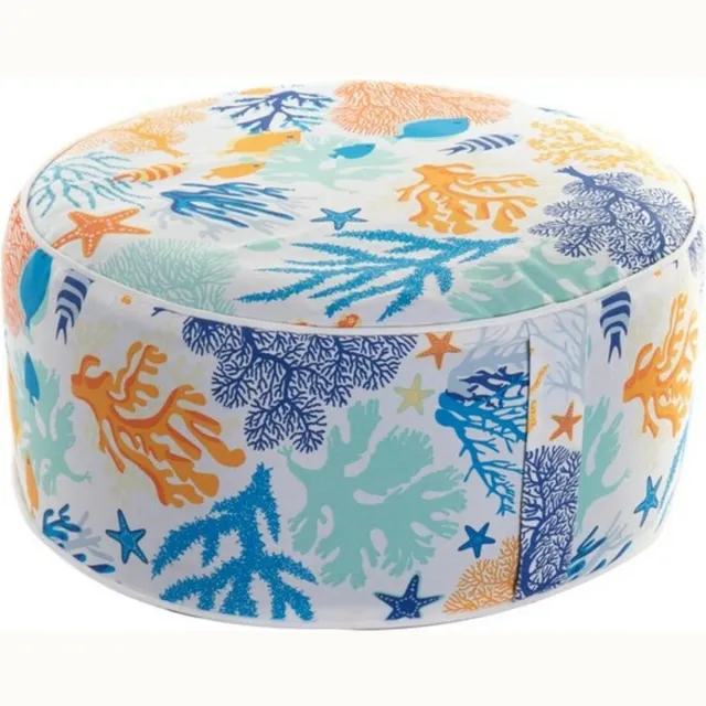DKD Home Decor Voetensteun DKD Home Decor S3006956 Oceaan Blauw Polyester Koraal Aluminium (53 x 53 x 23 cm)
