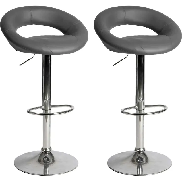 Urban Living "WE LOVE" SET VAN 2 GRIJZE PU-BARKRUKKEN Grijs