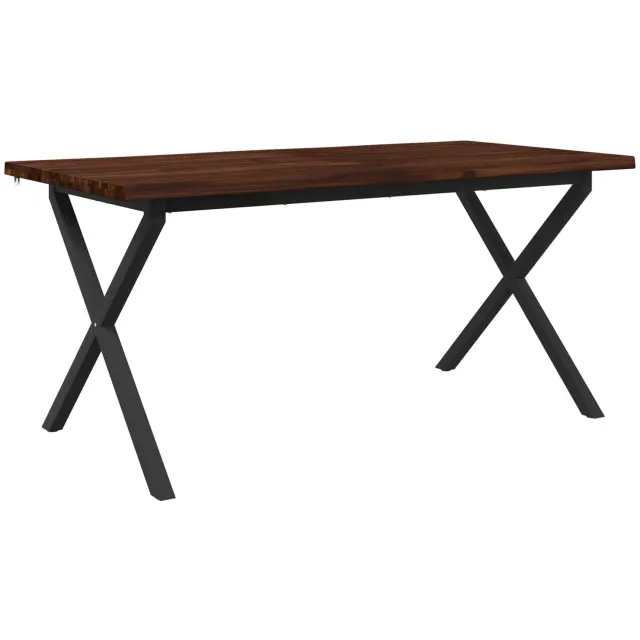 vidaXL Eettafel - met - levendige - rand - 140 - x - 90 - x - 75 - cm Donkerbruin en zwart