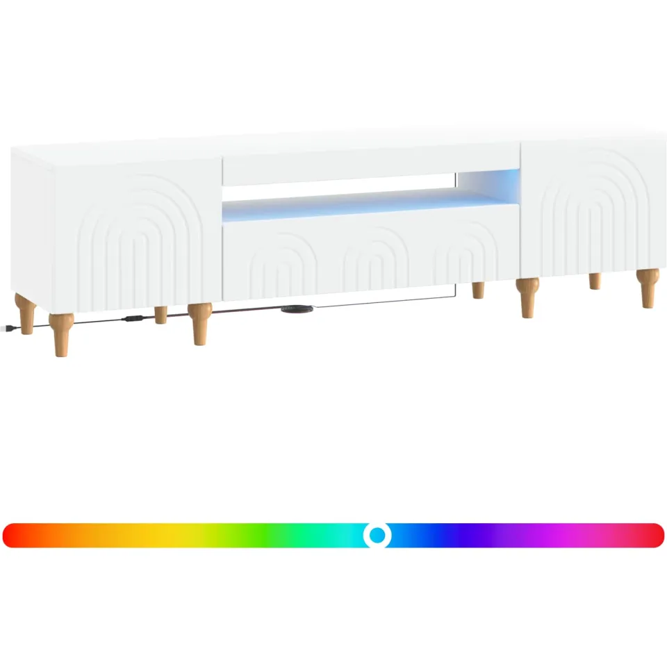 vidaXL LED tv-meubel ALKMAAR 153 x 35 x 43 cm Wit Bewerkt hout