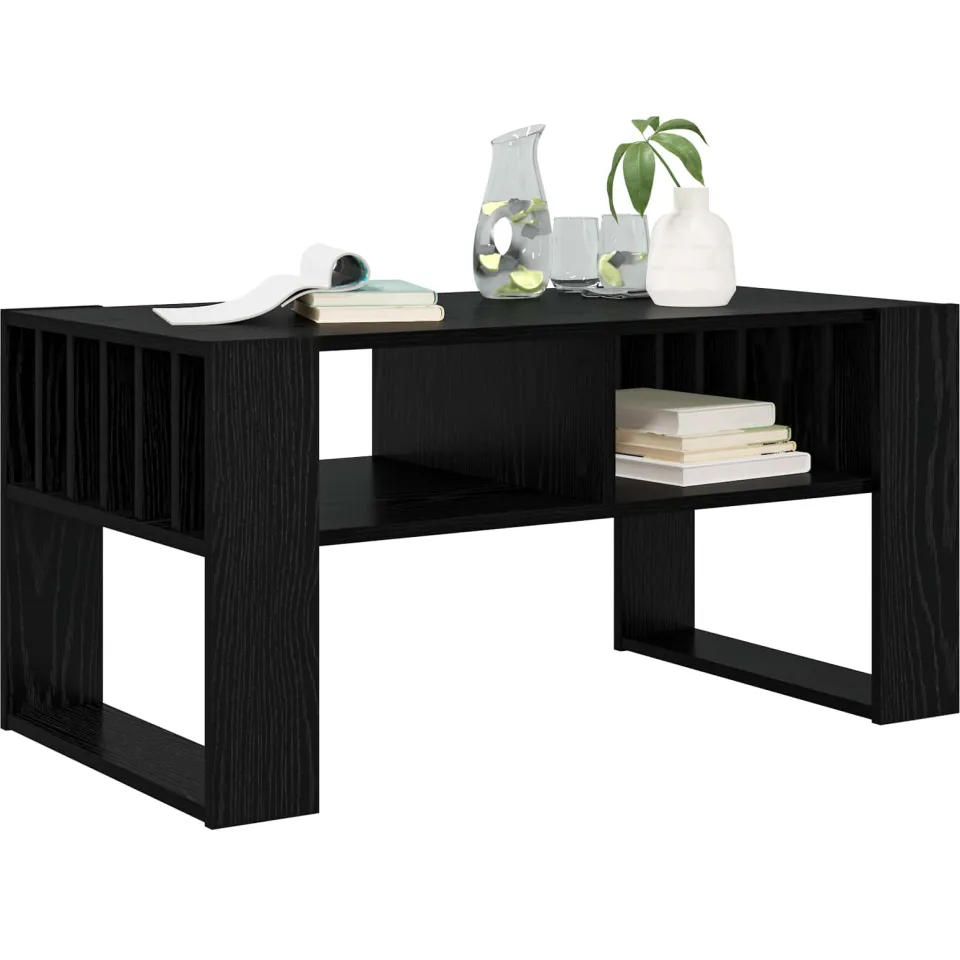 vidaXL Salontafel Zwart Eiken 92 x 49,5 x 45 cm Bewerkt hout