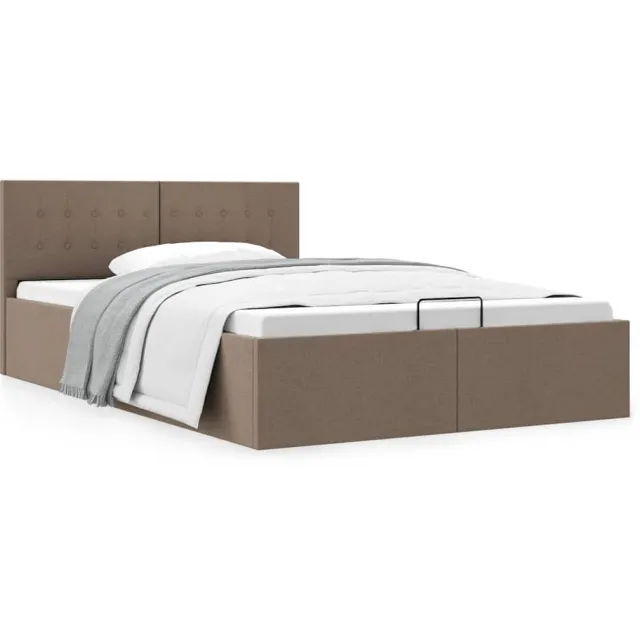 vidaXL Bedframe met hydraulische opslag stof taupe 120x200 cm