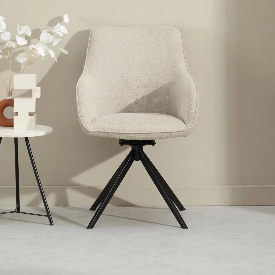 NOUS Living Loren eetkamerstoel beige, foto 5