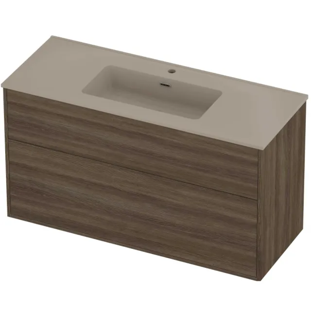 Proline Tribute Badmeubelset Porselein Elegant 1 Kraangat 120x46x67 cm Mat Crème Cotton Vital Oak Eiken
