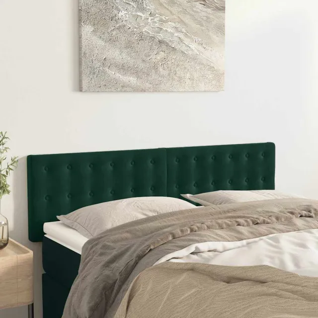 vidaXL Hoofdborden 144x5x78/88 cm fluweel donkergroen