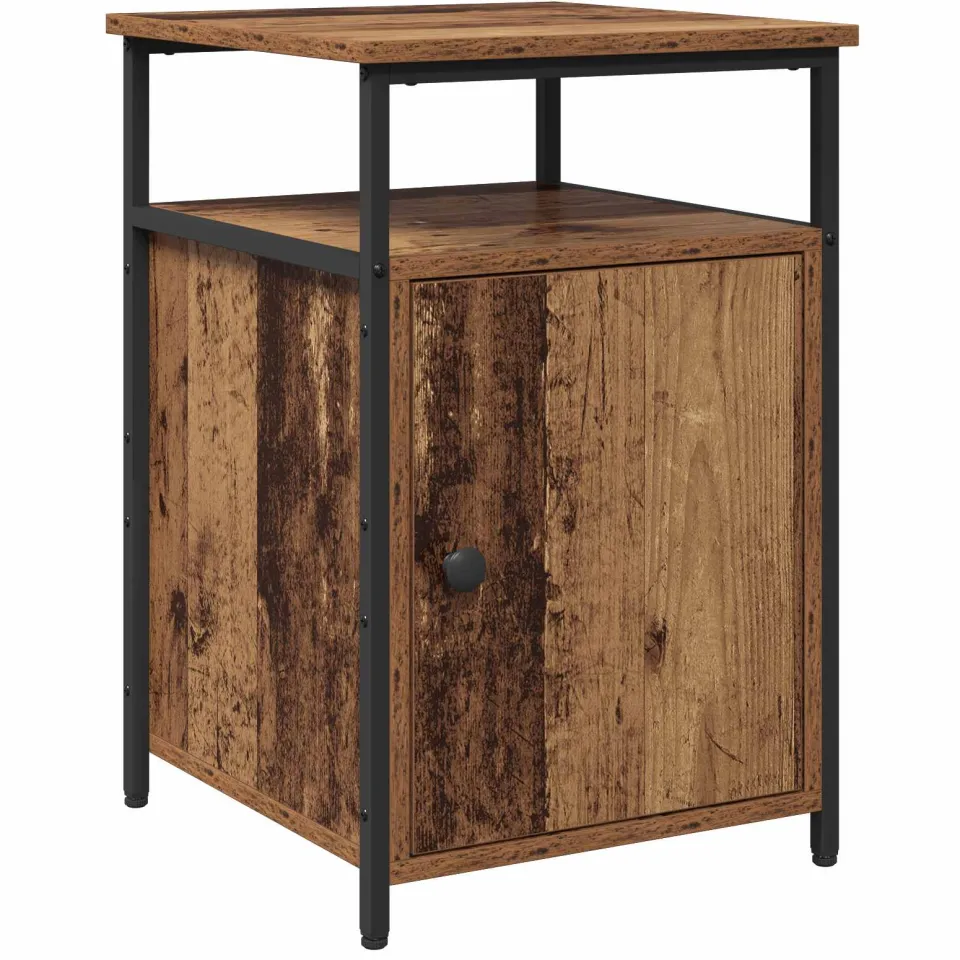 vidaXL Nachtkastje Oud hout Bewerkt hout bruin, foto 3