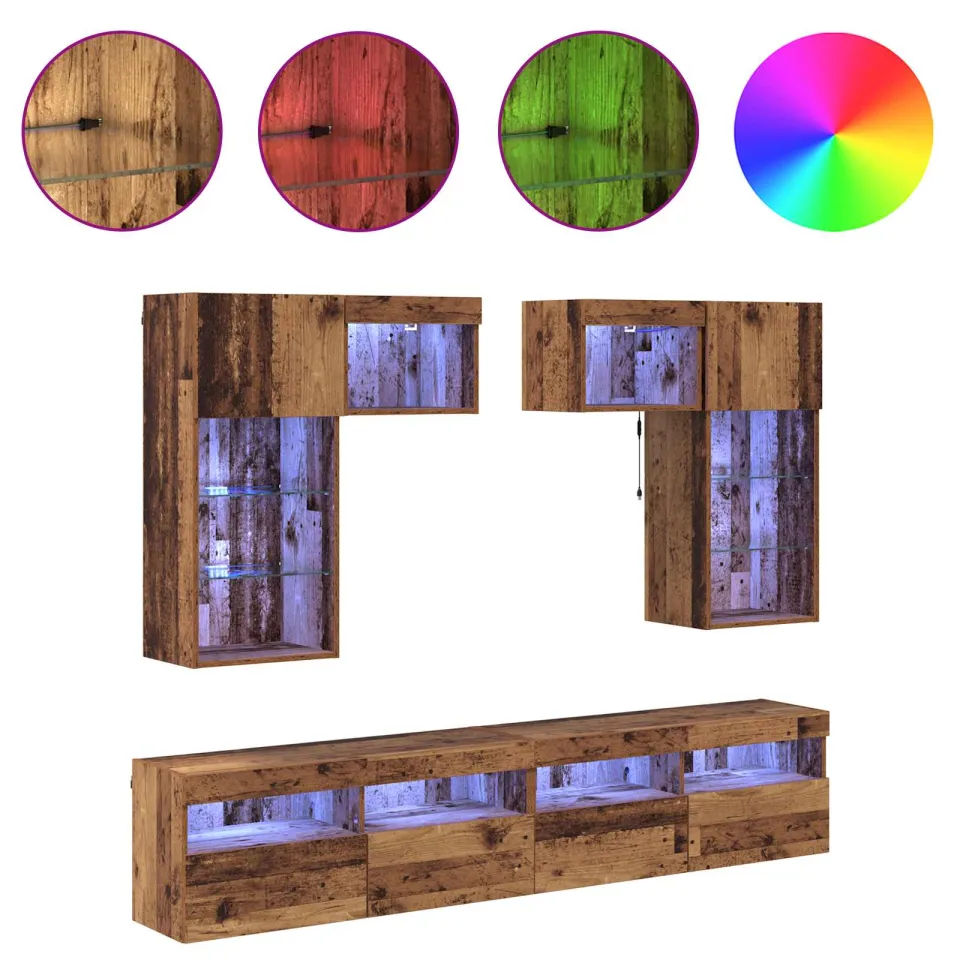 vidaXL TV Wandmeubels 6 st 100 x 30 x 40 cm Zwart Eiken, foto 4