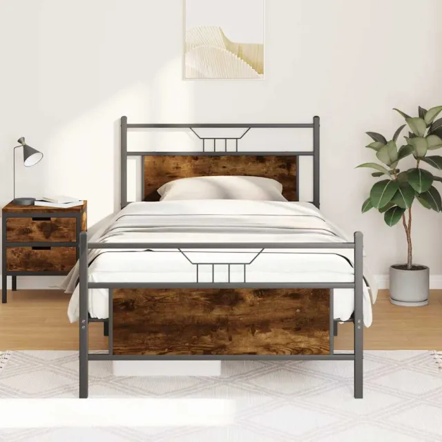 vidaXL Bedframe zonder matras spaanplaat gerookt eikenkleurig Bruin