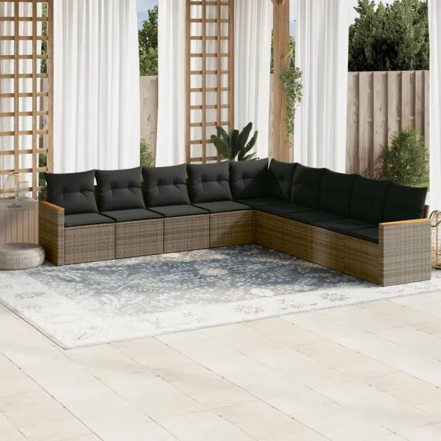vidaXL Patio Sofa Set 9-zits Grey, foto 2