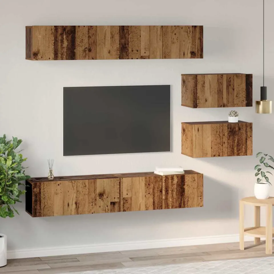 vidaXL Tv-meubelset 6 st 80 x 30 x 30 cm Oud Hout bruin, foto 4