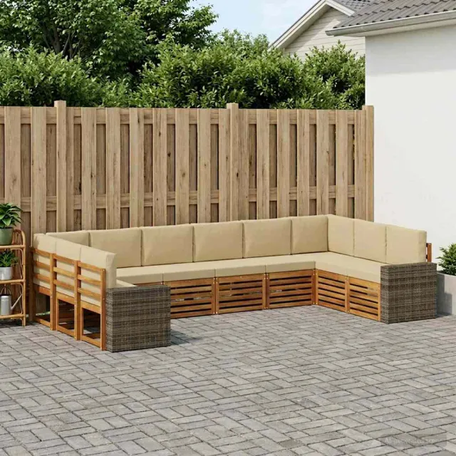 vidaXL Buiten bankenset 10 st 10-zits Natuurlijk en Beige Bruin