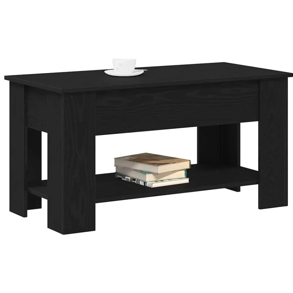vidaXL Salontafel Zwart Eiken 101 x 49 x 52 cm Bewerkt hout