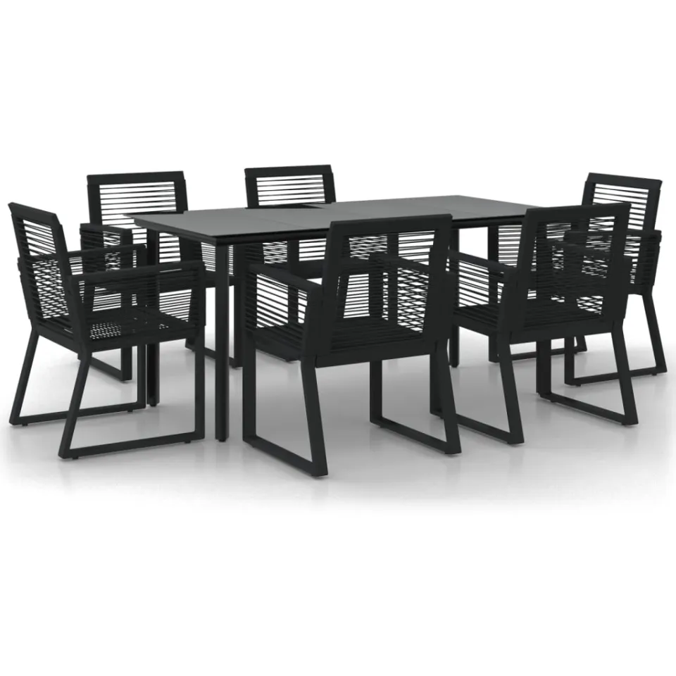 vidaXL 7-delige Tuinset PVC-rattan zwart, foto 3