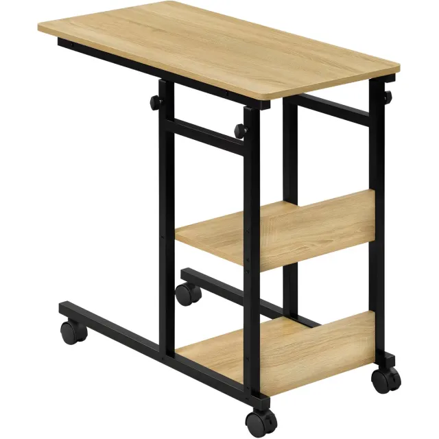 Happiq Laptoptafel – Tablethouder - Bedtafel - Laptopstandaard – Bijzettafel – In Hoogte Verstelbare – Voor Woonkamer of Slaapkamer – Metaal & Hout