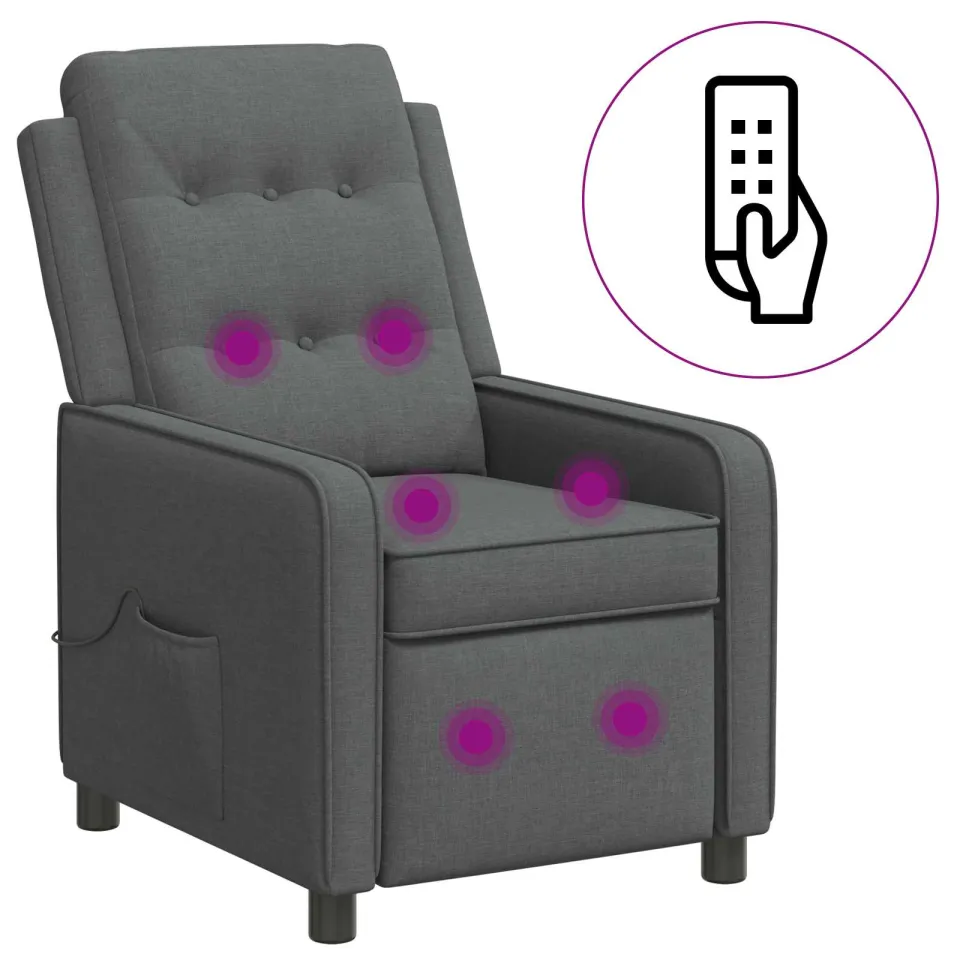 vidaXL Massage-relaxstoel Donkergrijs 65 x 93 x 102 cm Stof, foto 3