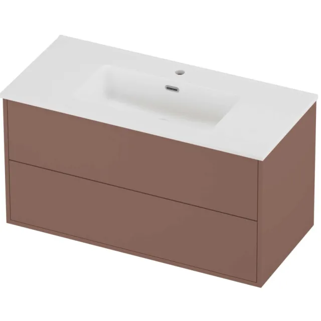 Proline Tribute Badmeubelset Porselein Elegant In Kader 100x46x54 cm Mat White Beauty Blush Rosé Goud